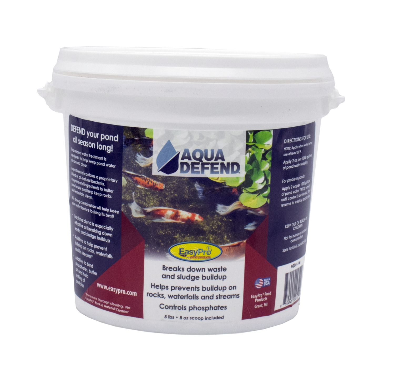 AQD5 Aqua Defend™ AllNatural Pond Water Treatment 5 lb Pail Stoney Creek Fisheries & Equipment