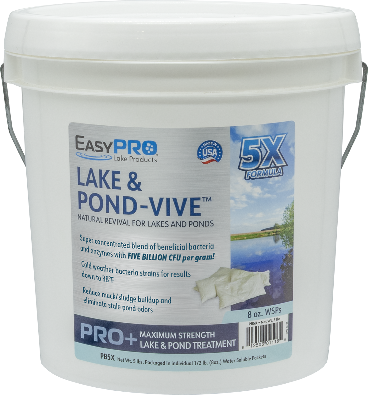 PB5X Lake & Pond-Vive™ Bacteria - 5 lb pail - 10 ct 8oz Water Soluble Packs